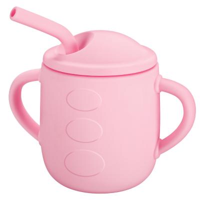 China BPA Free Silicone Sippy Cups For Baby Toddler Training Straw Cup With Handles And Lid Puddle Proof Tiny Infant Cup 5oz 6 Months+ for sale