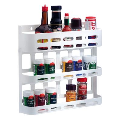 China Fancy 3 Tiers Sustainable Multi Function Plastic Spice Rack White Storage Rack For Kitchen Living Room for sale