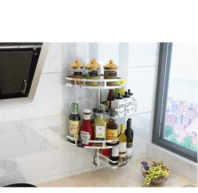 China Viable Create More Free Space Kitchen Stainless Steel Spice Rack Multifunctional Triangle Rotating Punch Rack for sale