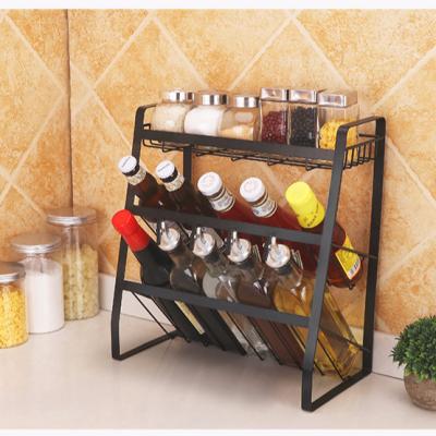 China Sustainable Useful 3-Tier Spice Storage Rack Black Sideboard Organizer for sale