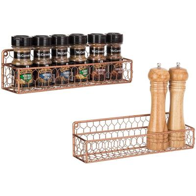 China Viable Rose Gold Wire Wall-Mounted 12-Inch Spice Racks For Home for sale