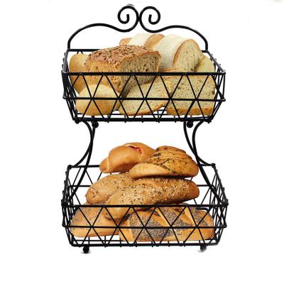 China EasyPAG Sustainable Factory Manufacturing Home Storage Metal Wire Stacking Bread Basket for sale