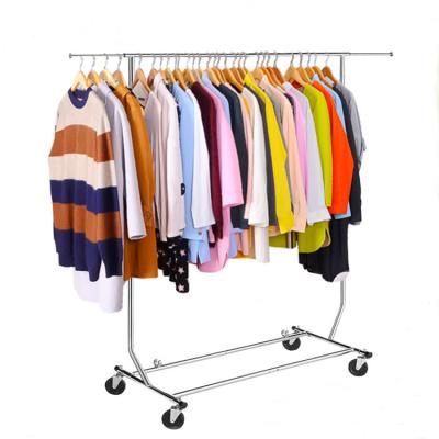 China New Design Double-arms Stretchable Rail Garment Clothes Drying Rack With Wheel for sale