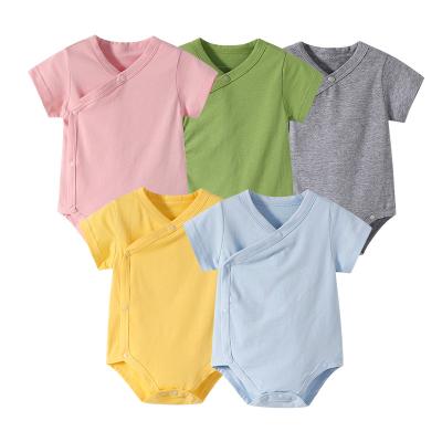 China 100% Cotton Odile Plain Organic Plain Knitted Fabric Baby Romper Baby Romper Summer Sleepsuit Baby With High Quality for sale