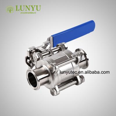 China General Stainless Steel Sanitary 3PC Ball Valve With High Mount High Temperature Steam 180 Degree for sale