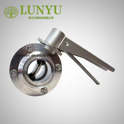 China General Sanitary Triclamp Stainless Steel Butterfly Valve With Stainless Steel Multi-position Handle for sale