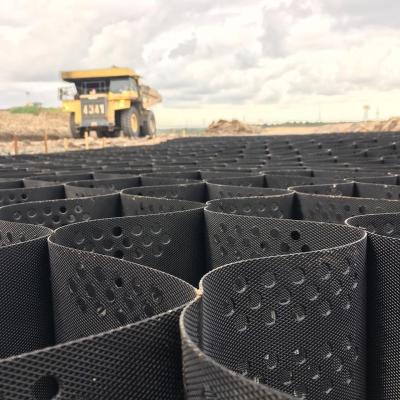 China Textured And Perforated HDPE Plastic Geocell Paver Gid Manufacturer Gravel Grid Geo Cell For Road Construction for sale