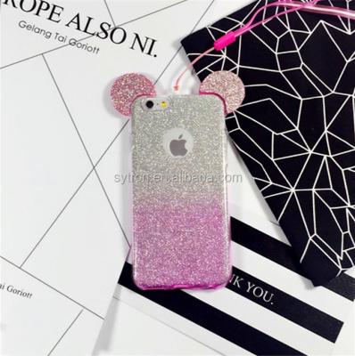 China Fashionable Shiny Phone Case TPU Case For Disney Style With Mickey Mouse Ears Glitter Phone Cover Case For Iphone 6/6s/6ps for sale