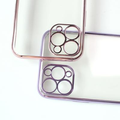 China Ultra Slim For Iphone Tpu Case Transparent Screen Camera Protection Plated Clear Soft Tpu Case for sale