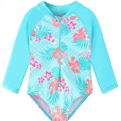 China Breathable One Piece Long Sleeve Baby Girl Swimsuit Young Children Kids Swimwear for sale