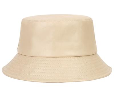 China Modern Reversible Two Sided PU Leather Designer Plain Bucket Hat Fashion Leather Bucket Hat for sale