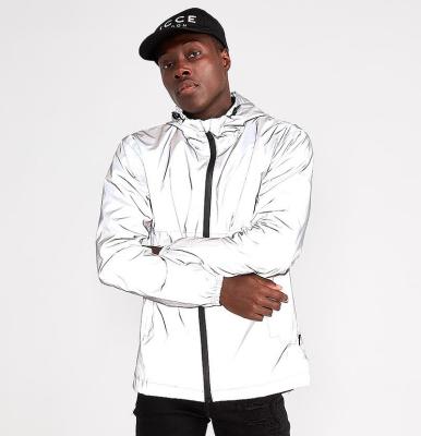 China New Breathable Mens Fixed Hood Polyester Anorak Plus Size Reflective Jacket for sale