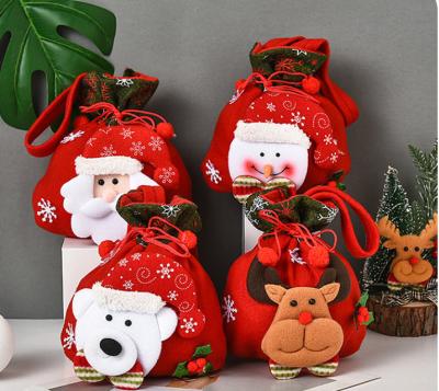 China Popular Three-dimensional Christmas Doll Candy Bag Cute Christmas Gift Bag Brushed Cloth Handbag Christmas Drawstring Pocket Decoration for sale