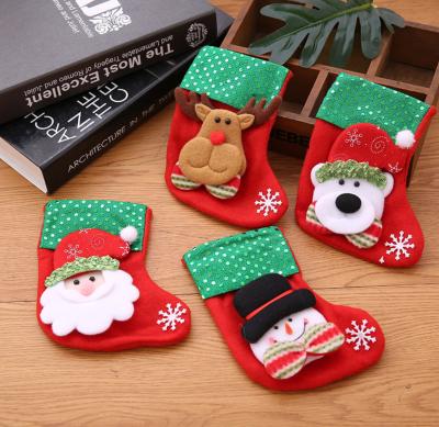 China Popular Christmas Socks Gift Bag Kids Candy Bag Hanging Cartoon Small Gift Bag Ornaments for sale