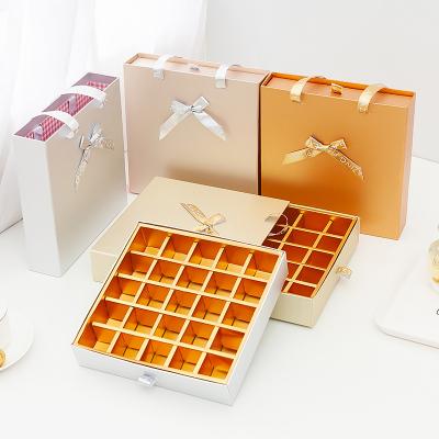 China Custom Materials Reused Logo Printed Chocolate Cardboard Gift Box Sliding Gift Packaging Box Drawer Paper Box With Ribbon for sale