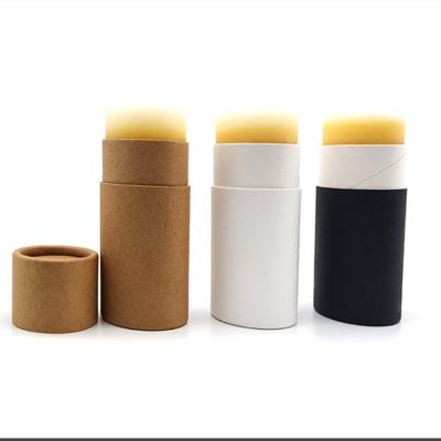 China Recycled Materials Custom Biodegradable Cardboard Tube Lift Up Deodorant Stick Containers Kraft Paper Lip Balm White Black Brown Paper Tube for sale