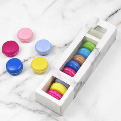 China Recycled materials Macaron drawer cookie box with window food packaging takeway box for sale