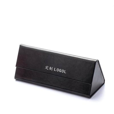 China Custom Recycled Materials Logo Luxury Foldable Glasses Box PU Leather Sunglasses Packaging Glasses Case for sale