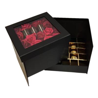 China Recycled Materials Double Layers Flower Box Luxury Chocolate Packaging Boxes For Gift Packaging for sale