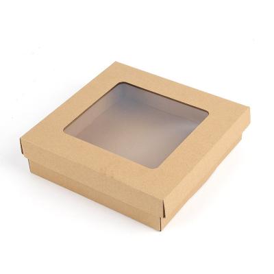 China Open Window Disposable Clear Disposable Lunch Box Lunch Box Paper Packing Square Box Salad Pasta Bread Takeout Packing Box for sale