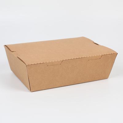 China Disposable Recycle Kraft Paper Lunch Box Take Out Box Grocery Container for sale