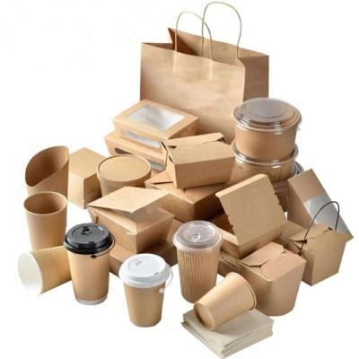 China Custom Disposable Disposable Food Packaging Box Lunch Paper Coffee Cup Tableware Set Disposable Fast Food Box for sale