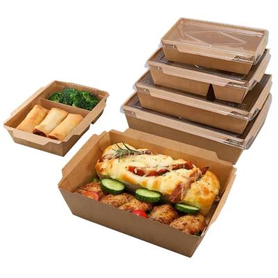 China Disposable Kraft Paper Lunch Box Food Grade Cardboard Disposable Custom Logo Custom Logo Take Away Fast Food Boxes for sale