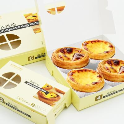 China Disposable High Quality Recycled Portuguese Egg Tarts Meal Box Disposable 6 Pcs 4 Pcs Portuguese Packing Box for sale