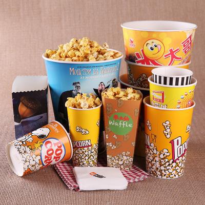 China Factory wholesale disposable custom logo printed popcorn pails paper cooked food buckets/cups directly for popcorn for sale