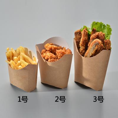 China Wholesale Disposable Custom Design Popular French Fries Kraft Paper Chips Cups Take Away Cardboard Snack Box With Lid for sale