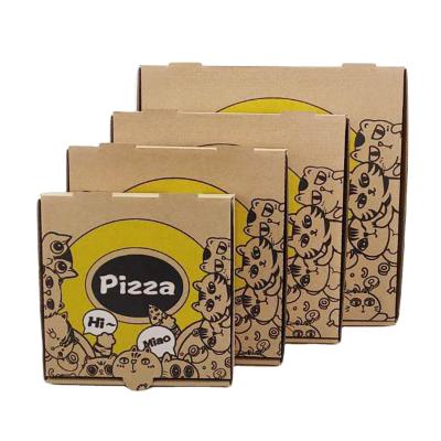 China Custom Wholesale 7inch 9inch 10inch 12inch Brown Corrugated Disposable Paper Pizza Packaging Box With Logo for sale