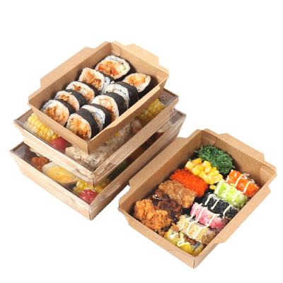 China Disposable Biodegradable Food Containers Box Embalagems De Paper Grocery Sushi Food Delivery Wrapping Paper Bento Lunch Box Cajas De Carton for sale