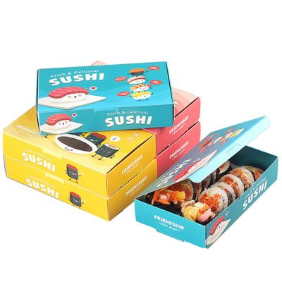 China 2021 Hot Sale Disposable Logo Printing Food Grade Takeout Customized Paper Box For Delivery Packing Sushi Takeout Box for sale