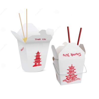 China 16oz 26oz 32oz High Quality Disposable Custom Takeout Food Packaging Box Custom Noodle Paper Box With Handle for sale