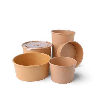 China Wholesale Disposable Paper Bowls Eco-Friendly Heavy Duty Food Salad Noggin Soup Rice Paper Packing Oil Takeout Packing Containers With Lid for sale