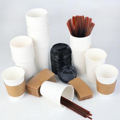 China 2021 Hot Selling Disposable 12oz/16oz/20oz High Quality Customized Disposable Drink Coffee Hot Paper Cup With Lid And Sleeve for sale