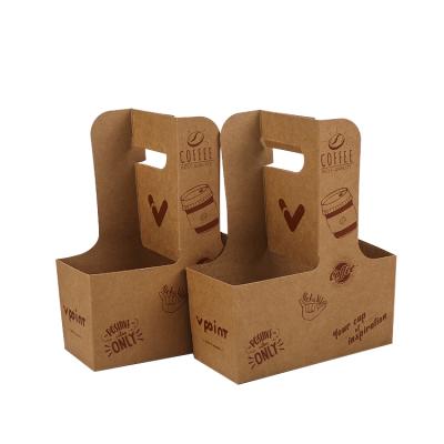 China Customized Biodegradable 2/4/6 Freestanding Bottle Corrugated Cardboard Combination Carrier Stand Take Out Coffee Cup Rack for sale