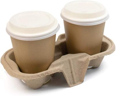 China Recyclable Biodegradable Take Away Paper Cup Holder Cup Carrier Coffee Mug Hot Tray for sale