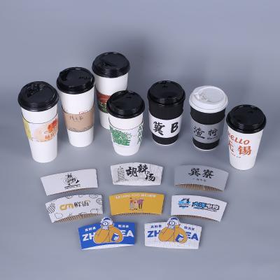 China Wholesale Disposable Custom Printed Craft Embossed Stamped Paper Coffee Cup Sleeve For Paper Cup for sale