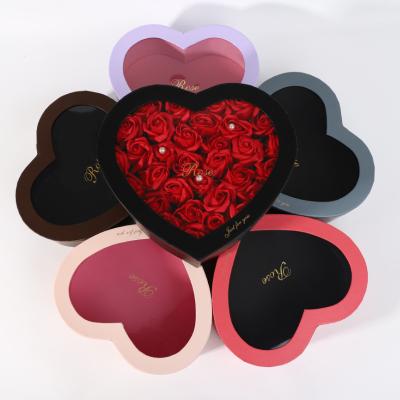 China PVC Recyclable Transparent Heart Shaped Christmas Gift Box Flower Box Flower Opening Window Giant Paper Flowers for sale