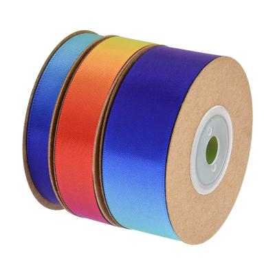 China Amazon Floral Gradient Colorful Rainbow Ribbon DIY Material Baking Wrapping Webbing for sale