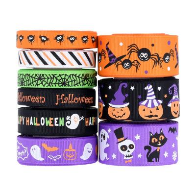 China Amazon Halloween Ribbon Combination Set Gift Box Decoration Grosgrain Ribbon Pumpkin Floral Spider for sale