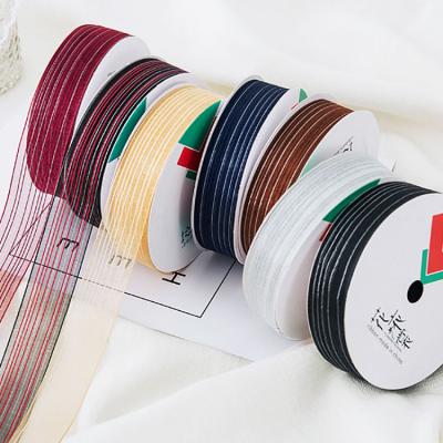 China Chiffon Polyester Ribbon Floral Gifts Flower Box Wrapping Decoration Ribbon Grosgrain Colorful Ribbon for sale