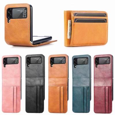 China Luxury Shockproof Case for Samsung galaxy z flip 3 cover mobile phone wallet leather case for z flip 3 for sale