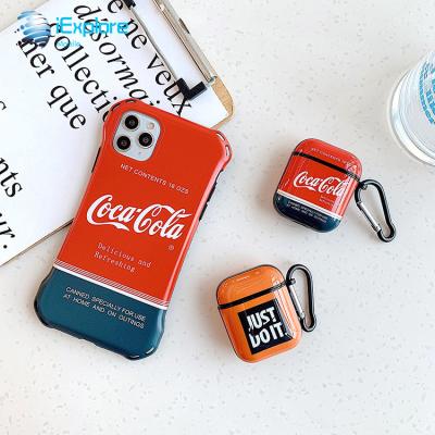 China Shockproof iExplore Custom Design High Quality IMD PC Cola AirPods Cases With Hanger For AirPods 1 2 3 Pro AirPods Earphone Cases for sale