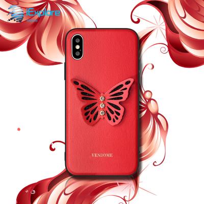 China iExplore Leather Manufacturer Giltter 3D Glitter Rivet Rivet PU PC TPU 3D Glitter Flying Butterfly Girls Phone Case For Samsung S10 M20 iPhone X XS Max for sale