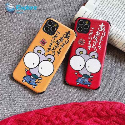 China iExplore TPU 3D Embossed Embossed Print Cartoon Pattern Custom Silk Pattern Soft Mouse Leather PU Case PU Leather Phone Case for iPhone 11 Max Pro for sale