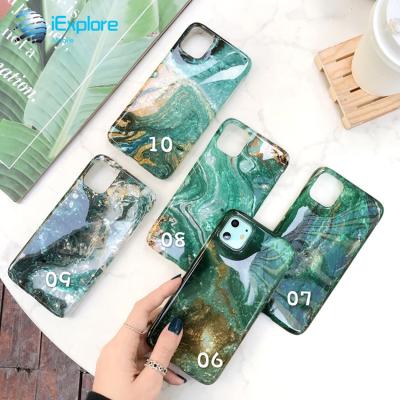 China iExplore Fashion Manufacturer IMD Forest Green Marble Lake Forest Green Shell Marble Pattern Phone Case DM tpu Cell Phone Case For iPhone 11 Pro Max for sale