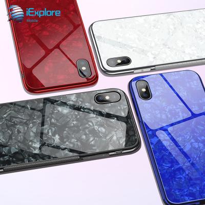 China Fashion Manufacturer iExplore Marble Edge Tempered Glass Electroplating Phone Case Shockproof Pattern Shell For iPhone 12 Pro Max for sale