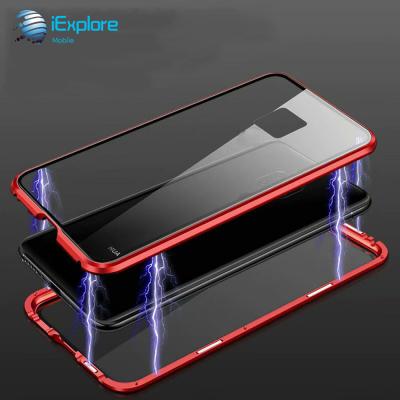 China Magnetic Double Sides Flat Screen Tempered Glass Case iExplore Flat Screen Rhombus Tempered Glass Double Sides Aluminum Frame Phone Case Magnet Case For Huawei Mate 20 Pro for sale